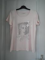 Roze t-shirt met zilverpatroon voor dames. T: L (groen ijs), Green Ice Collection, Maat 42/44 (L), Roze, Zo goed als nieuw