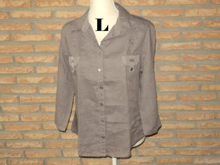 (47)- chemisier femme t.L brun - julie guerlande -, Kleding | Dames, Blouses en Tunieken, Zo goed als nieuw, Maat 38/40 (M), Bruin
