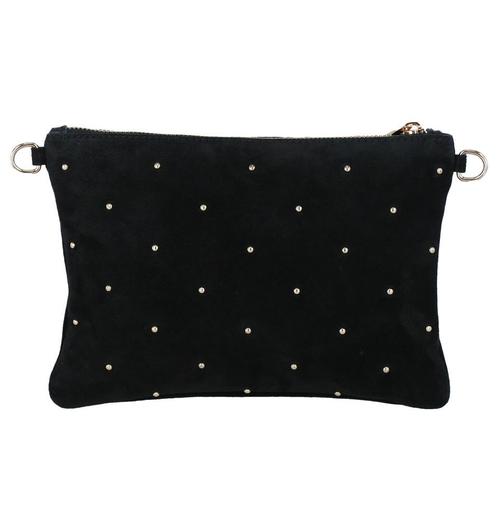 Sac à main chic noir à strass en nubuck, Handtassen en Accessoires, Tassen | Damestassen, Nieuw, Handtas, Zwart, Verzenden