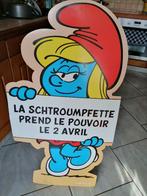 Panneau sur pied "La Schtroumpfette" grande taille, Verzamelen, Stripfiguren, Ophalen, Smurfen