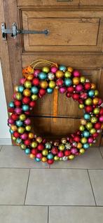 Kerst decoratie krans 80 cm kerstballen, Huis en Inrichting, Woonaccessoires | Kransen, Gebruikt, Ophalen
