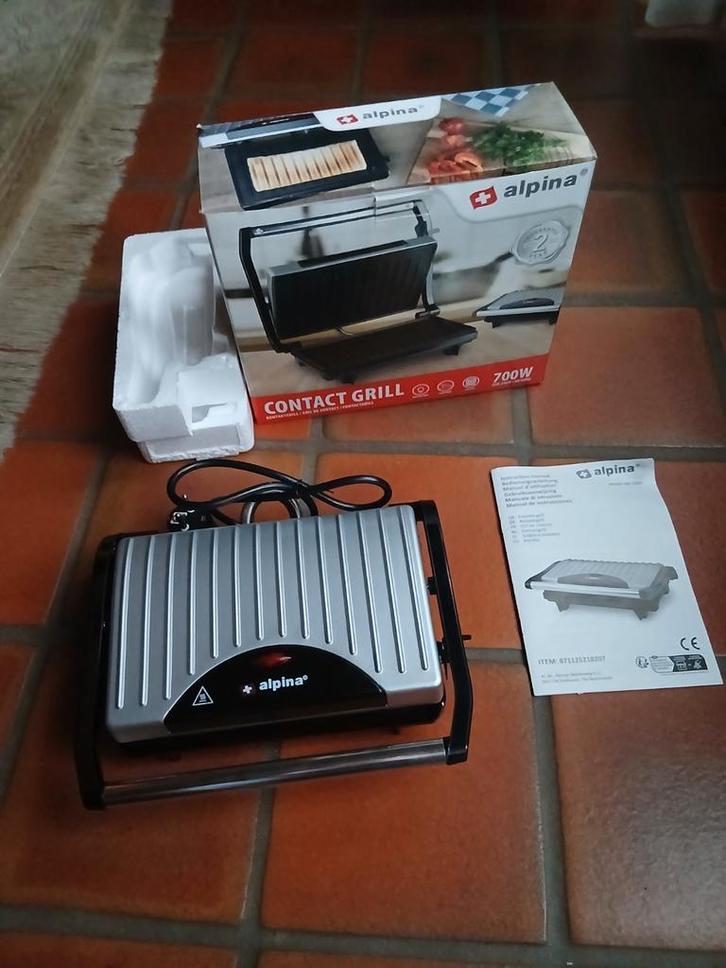 Nieuwe Alpina contact grill 700 w, Elektronische apparatuur, Contactgrills, Ophalen of Verzenden