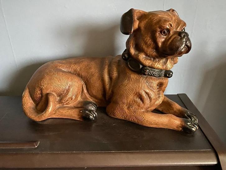 Terracota beeld hond jaren 50, Antiek en Kunst, Curiosa en Brocante, Ophalen of Verzenden
