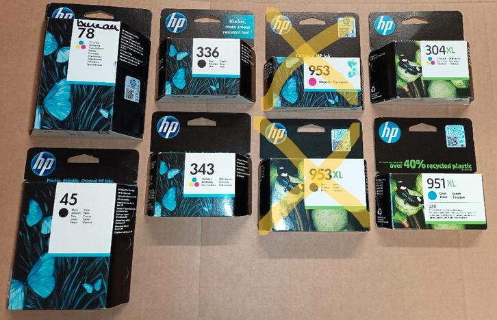 Lot van 43 st Canon en HP ink cartridges (6 foto's), Computers en Software, Printerbenodigdheden, Nieuw, Cartridge, Ophalen