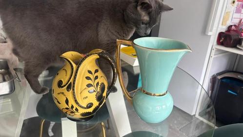 Turquoise vaas met gouden accenten, Antiek en Kunst, Curiosa en Brocante, Ophalen of Verzenden