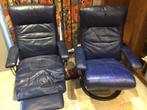 Vintage relaxzetel - 2 stuks blauw, Ophalen of Verzenden