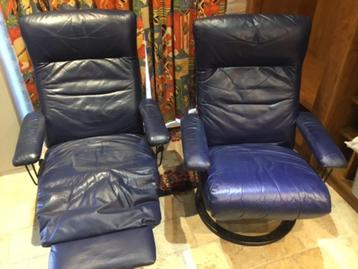 Vintage relaxzetel - 2 stuks blauw beschikbaar voor biedingen