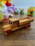 Camion-benne en bois artisanal vintage (26x9,5x8,5 cm), Verzenden, Gebruikt, Rij- of Hobbelspeelgoed