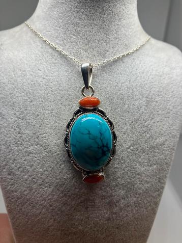 Zilveren kettinghanger met larimar incl kettinkje beschikbaar voor biedingen