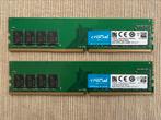 2x8 GB Crucial RAM DDR4 2400 MHz, Computers en Software, Ophalen of Verzenden, DDR4