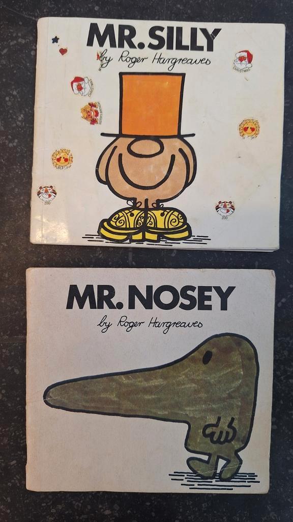 2 vintage 1971 1972 Mr. boekjes Roger Hargreaves (Engels), Boeken, Kinderboeken | Kleuters, Gelezen, Ophalen