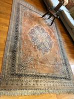 Grand tapis ancien rose poudré motif arabesque 280 x 185 c, Maison & Meubles, Ameublement | Tapis & Moquettes, Beige, Utilisé