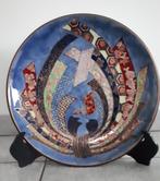 Prachtige speciale sierschaal, blauwtinten, op staander, Antiek en Kunst, Ophalen of Verzenden