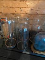 Lot van 20tal glazen stolpen ivaal en rond., Enlèvement