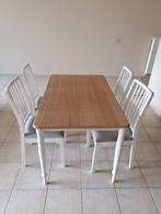 DANDERYD Table + 4 Chaises, plaqué chêne/blanc, 130x80 cm, Comme neuf, Chêne, Rectangulaire, Enlèvement