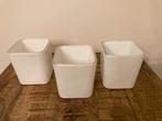 Set van 3 witte theelichthouders vierkant, Enlèvement ou Envoi, Utilisé, Blanc