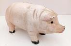 statue de tirelire cochon en fonte polychromée, Collections, Enlèvement ou Envoi, Utilisé, Métal ou Fer blanc, Animal