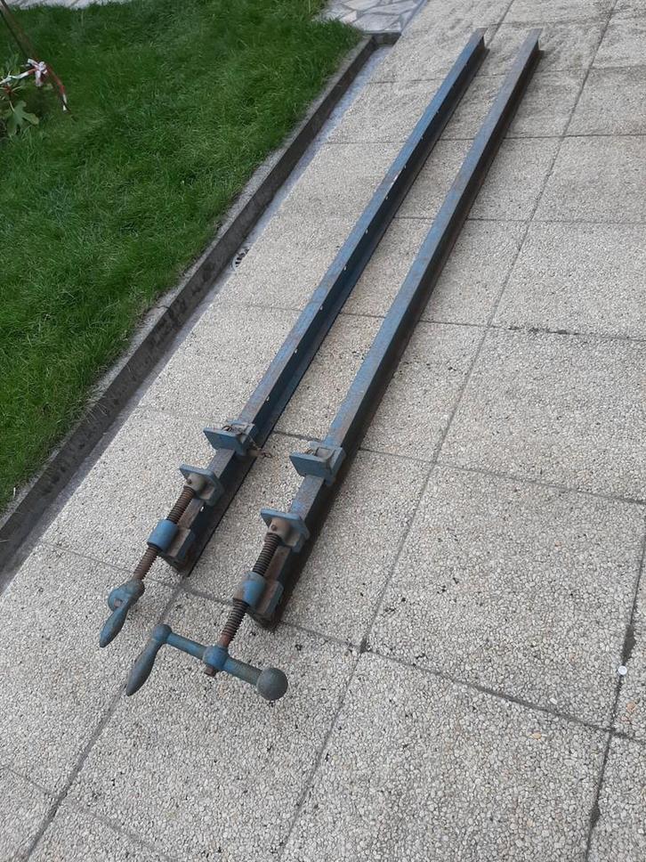2 lange zware lijmklemmen 2.20 m, Doe-het-zelf en Bouw, Gereedschap | Handgereedschap, Gebruikt, Ophalen