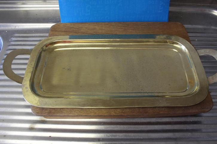 Koperen serveerschaal, Huis en Inrichting, Woonaccessoires | Dienbladen, Gebruikt, Metaal, Rechthoekig, Ophalen of Verzenden