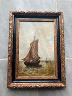 Schip en sloep - olieverf op doek, Antiek en Kunst, Ophalen of Verzenden