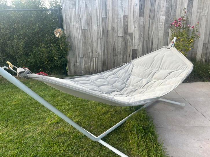Hangmat Headdemock Fatboy incl. standaard grijs, Tuin en Terras, Hangmatten, Gebruikt, Eenpersoons, Met standaard, Buiten, Ophalen