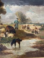 Henry Schouten: Groot schilderij van herder en schapen, Antiek en Kunst, Kunst | Schilderijen | Klassiek, Ophalen