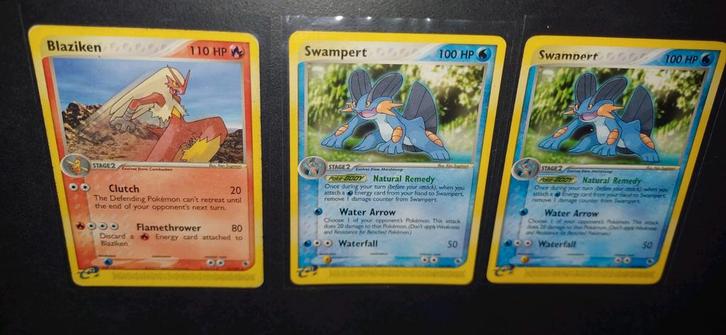 Vintage: lotje blaziken & swampert Ex Ruby & Sapphire, Hobby en Vrije tijd, Verzamelkaartspellen | Pokémon, Zo goed als nieuw