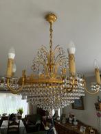 Grote klassieke kristallen kroonluchter – goudkleurig, Huis en Inrichting, Lampen | Kroonluchters, Ophalen, Zo goed als nieuw
