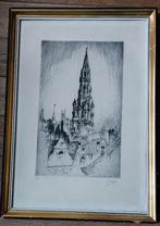 Peiser Kurt - ets - Stadhuis Brussel - Getekend/Nr 65/100, Antiek en Kunst, Kunst | Etsen en Gravures, Ophalen of Verzenden