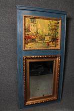 Blauwe schouwspiegel met voorstelling van Parijs stadsgezich, Huis en Inrichting, 75 tot 100 cm, 150 tot 200 cm, Gebruikt, Ophalen