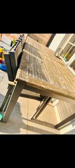 Tuintafel met 4 stoelen, alu onderframe, Tuin en Terras, Tuintafels, Ophalen, Gebruikt, Rechthoekig, Hout