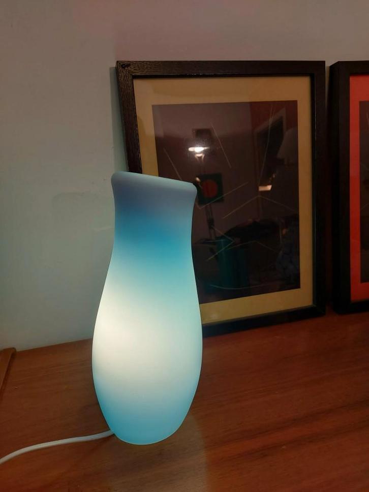 Vintage blauwe Ikea Mylonit lamp, 1990s, Huis en Inrichting, Lampen | Kroonluchters, Gebruikt, Glas, Ophalen of Verzenden