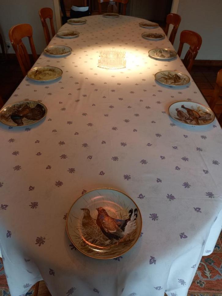 12 unieke Game birds porceleine Franklin borden, gouden rand, Antiek en Kunst, Antiek | Servies compleet, Ophalen