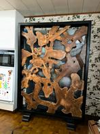 Vol houten kamerscherm. Zeer zwaar, Huis en Inrichting, Woonaccessoires | Kamerschermen, Ophalen, Gebruikt