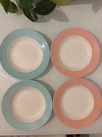4 retro pastel borden ‘50 - diameter 23,5, Ophalen of Verzenden