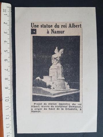 Knipsel op postkaart: Namur Citadelle Statue Roi Albert beschikbaar voor biedingen