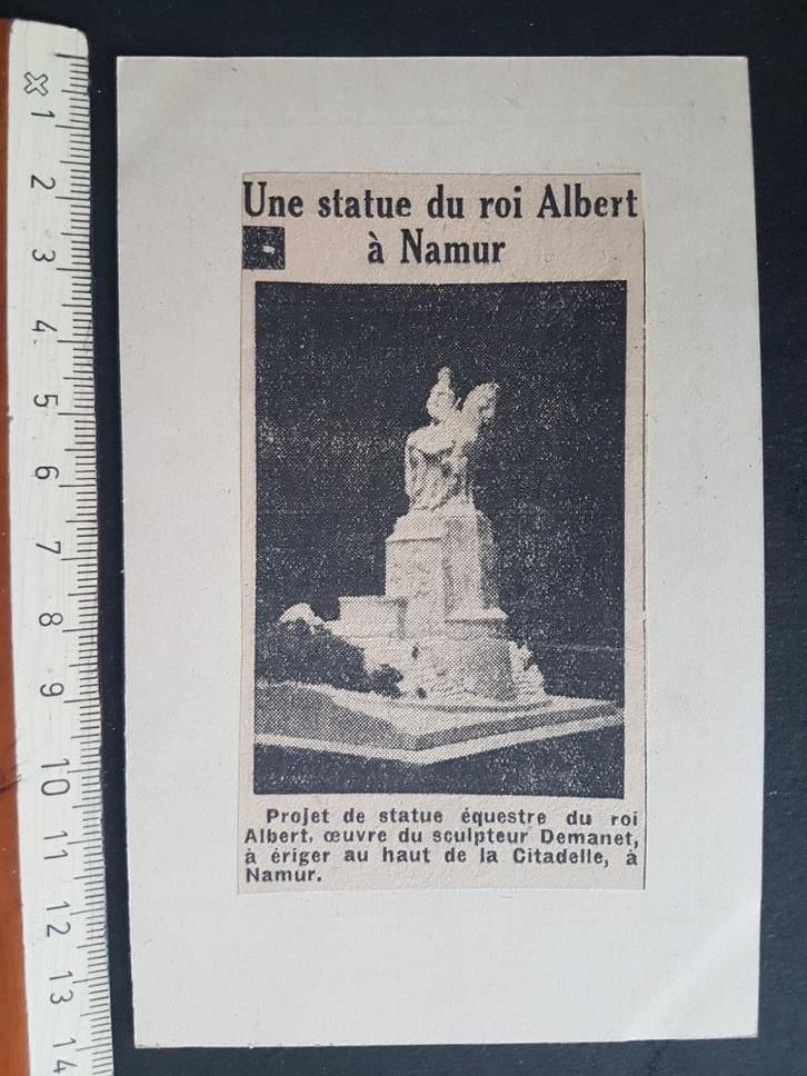 Coupure : Namur Statue Roi Albert de la Citadelle, Collections, Objets militaires | Général, Armée de terre, Envoi