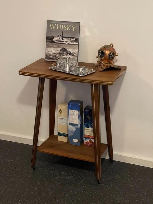 Vintage Bijzettafel Serveerwagen - Trolley Jaren 60 Bar Cart, Huis en Inrichting, Tafels | Bijzettafels, Zo goed als nieuw, Rechthoekig