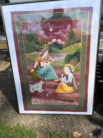 Indisch schilderij op zijde beschikbaar voor biedingen