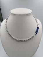collier en perles grises d'eau douce et lapis-lazuli., Avec pierre précieuse, Argent, Envoi, Gris