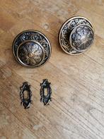 2x Art deco vintage kastdeurknop rozet meubelknop setprijs, Antiek en Kunst, Ophalen of Verzenden, Brons