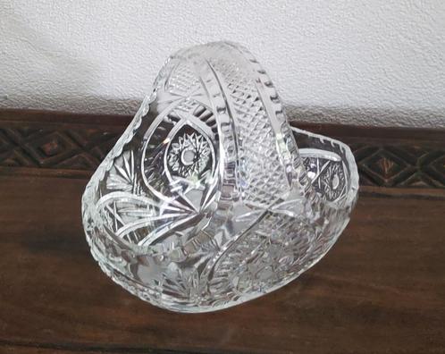 1. Geslepen kristallen mandje. Lengte: 20 cm, Antiek en Kunst, Antiek | Glaswerk en Kristal, Ophalen
