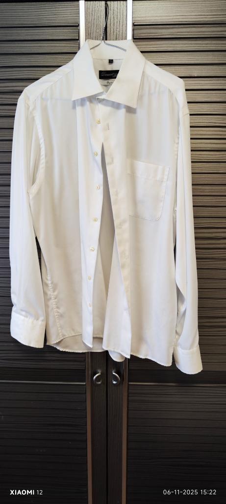 8 Witte hemden maat 43/44, katoen., Kleding | Heren, Overhemden, Gedragen, Halswijdte 43/44 (XL), Wit, Ophalen of Verzenden