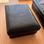 Zwart lederen poef, Ophalen, Gebruikt, Leer, 75 tot 100 cm