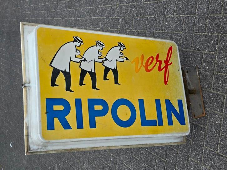 Ripolin Verf Dubbelzijdig Lichtreclame Afmetingen 90 / 58 cm, Verzamelen, Merken en Reclamevoorwerpen, Gebruikt, Ophalen of Verzenden