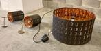 Moderne hanglamp + 2 wandlampen, Ophalen, Bruin, Gebruikt, 25 tot 50 cm