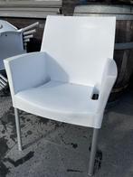 4 witte tuinstoelen in goede staat, Ophalen, Gebruikt, Plastic, Stapelbaar
