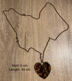 🔥 Lange ketting met hart in luipaardprint, Ophalen of Verzenden, Zo goed als nieuw