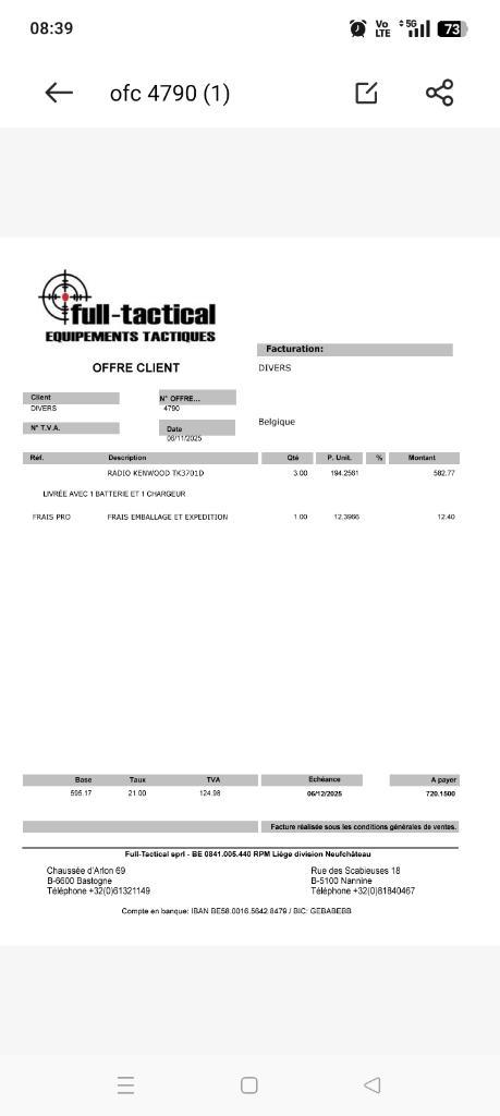 Radio Kenwood gardiennage + chargeur, Sport en Fitness, Vechtsporten en Zelfverdediging, Nieuw, Overige, Vechtsportmaterialen