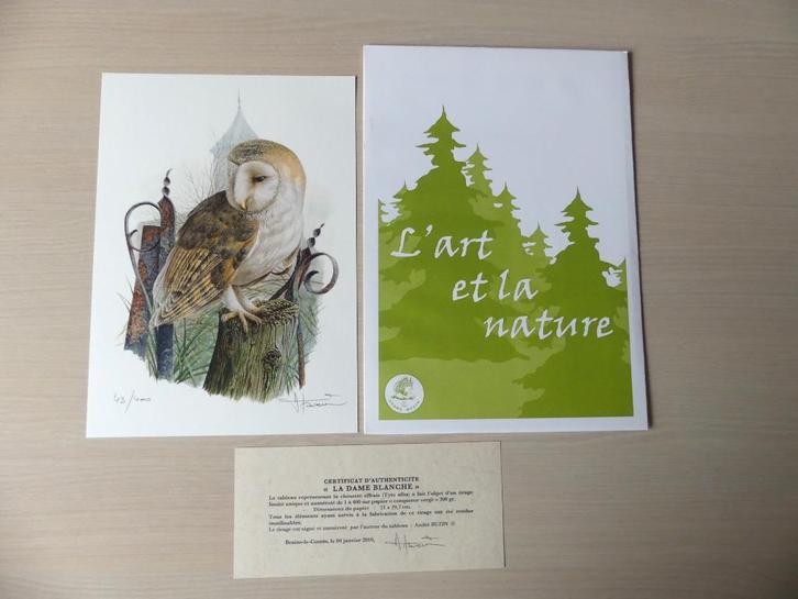 Genummerde tekening A4  Buzin Kerkuil met certificaat 43/400, Postzegels en Munten, Postzegels | Europa | België, Ophalen of Verzenden
